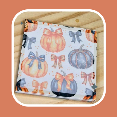 Coquette Pumpkin - Cute Halloween Mini Notepads – 3x3” Sticky Note Style, 50 Pages