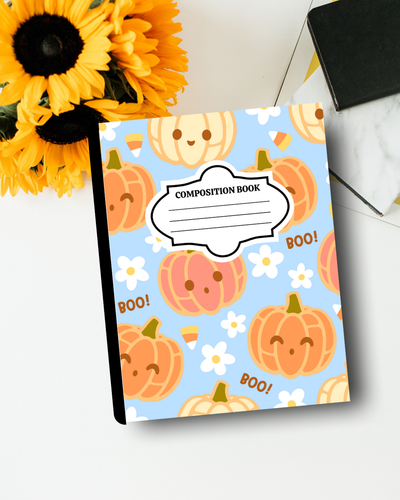 Customized Halloween Composition Notebook – Pumpkin Aesthetic Journal | Personalized School Supplies