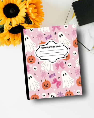Customized Halloween Composition Notebook – Ghost Aesthetic Journal | Personalized School Supplies