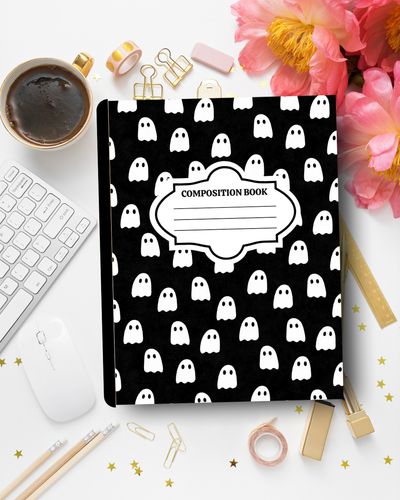 Customized Halloween Composition Notebook – Mini Ghost Aesthetic Journal | Personalized School Supplies