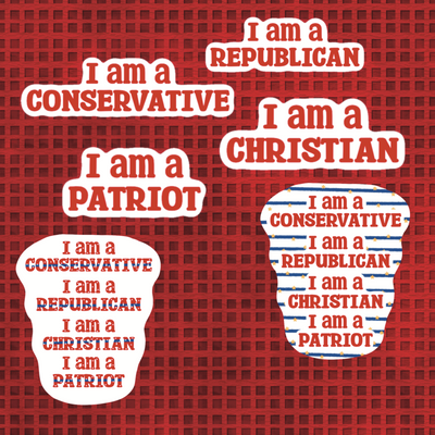 Republican, Conservative, Christian, Patriotic Stickers – Set of 12 Stickers