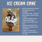 Double Scoop Ice Cream Cone Fidget Clicker Keychain – 3D Printed Dessert Sensory Toy | Cute Clicky Keyring for Stress Relief