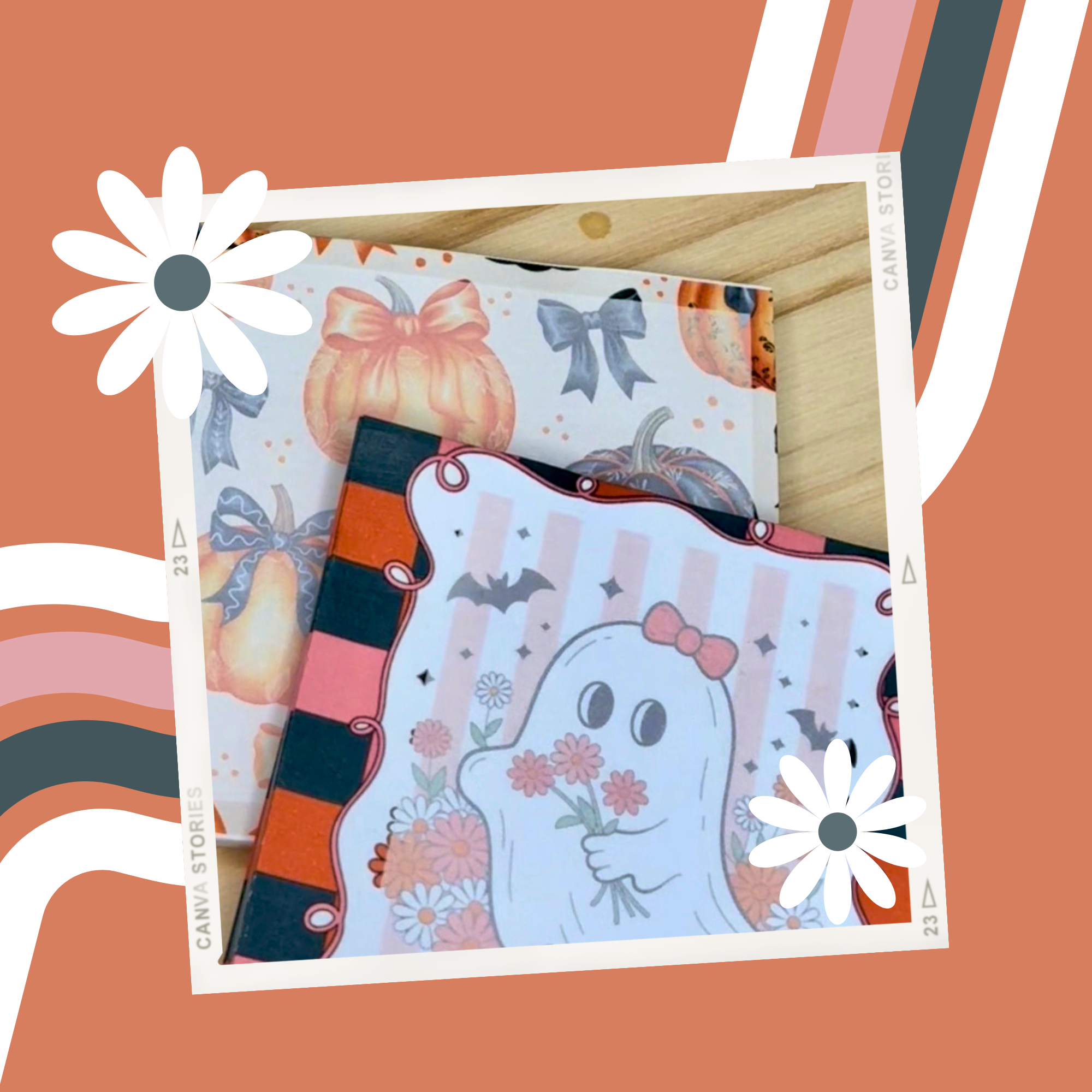 Girly Ghost - Cute Halloween Mini Notepads – 3x3” Sticky Note Style, 50 Pages