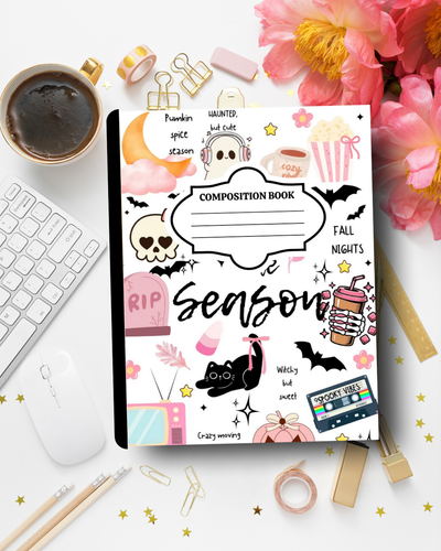 Customized Halloween Composition Notebook – Retro Ghost Aesthetic Journal | Personalized School Supplies