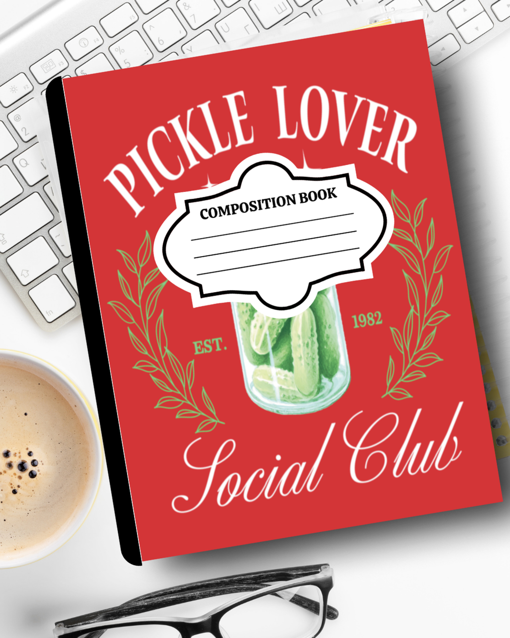 Customized Pickle Coquette Composition Notebook – Pickle Lover Aesthetic Journal | Personalized School Supplies