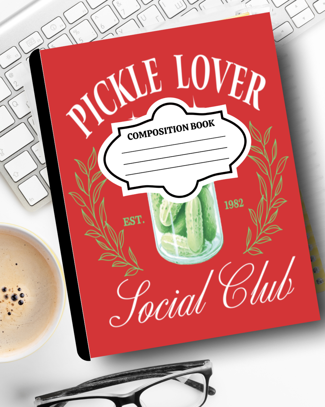Customized Pickle Coquette Composition Notebook – Pickle Lover Aesthetic Journal | Personalized School Supplies