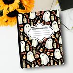 Customized Halloween Composition Notebook – Cozy Ghost Aesthetic Journal | Personalized School Supplies