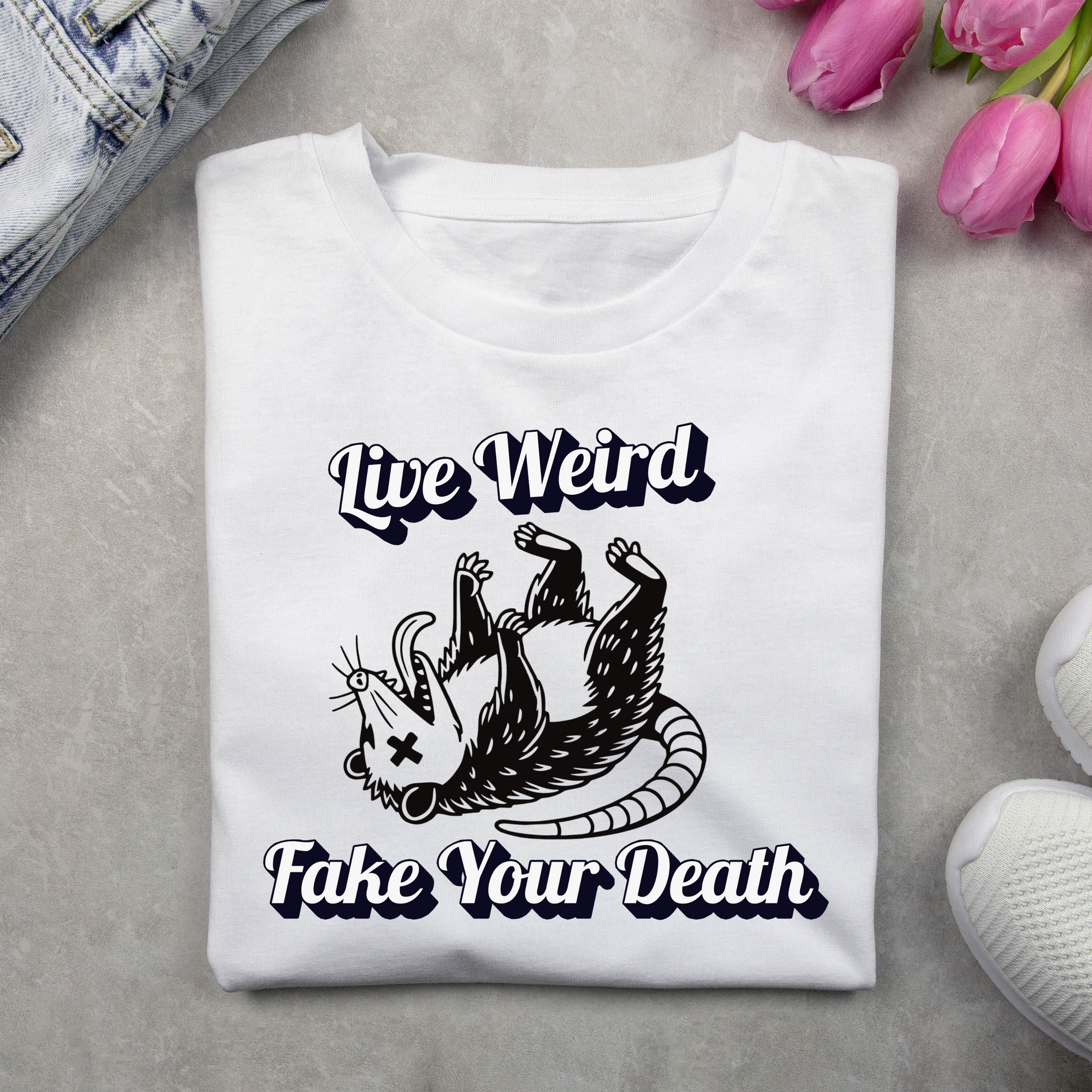 Live Weird and Fake Your Death T-Shirt – Bold Statement Tee