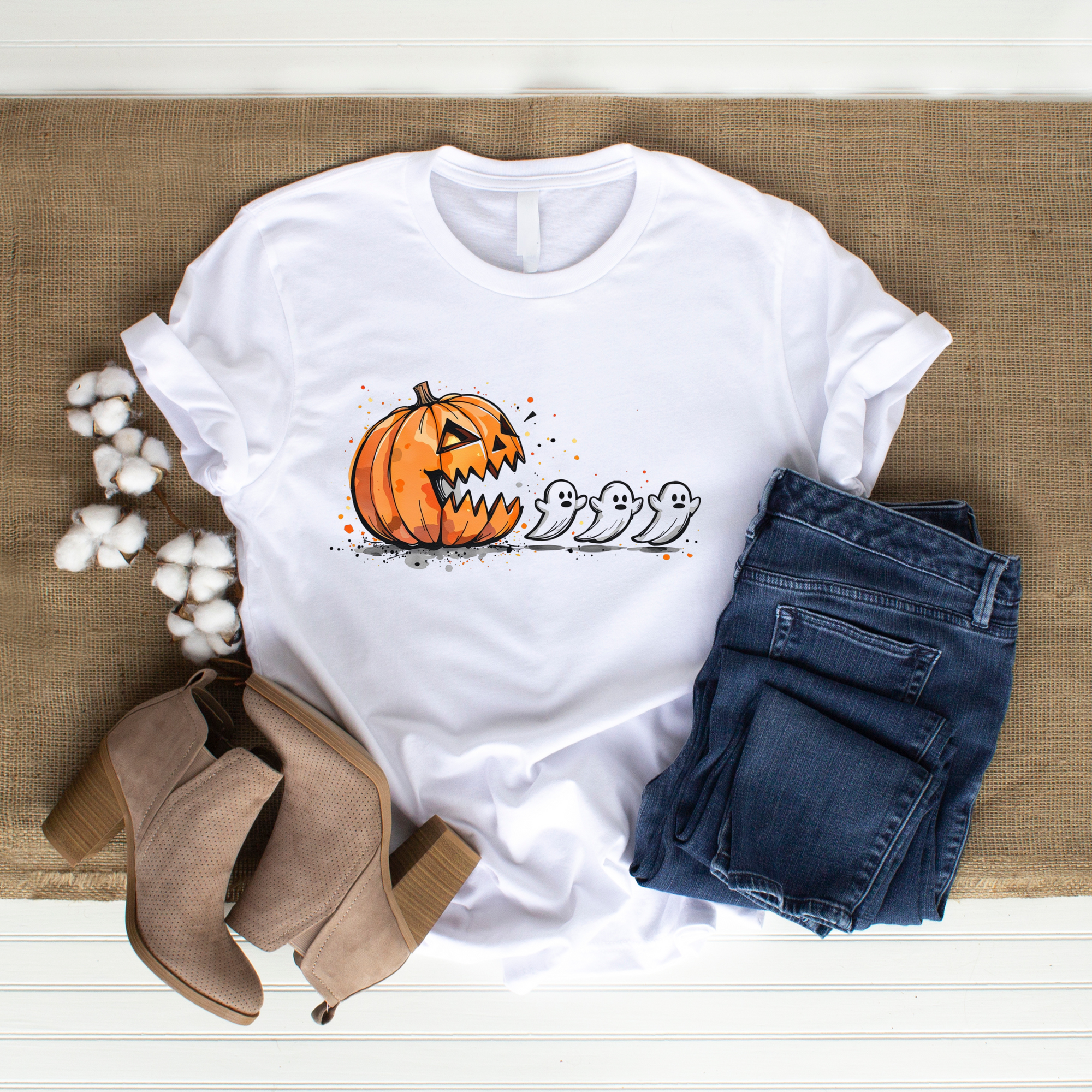 Pac Man Pumpkin T-Shirt – Halloween Statement Tee