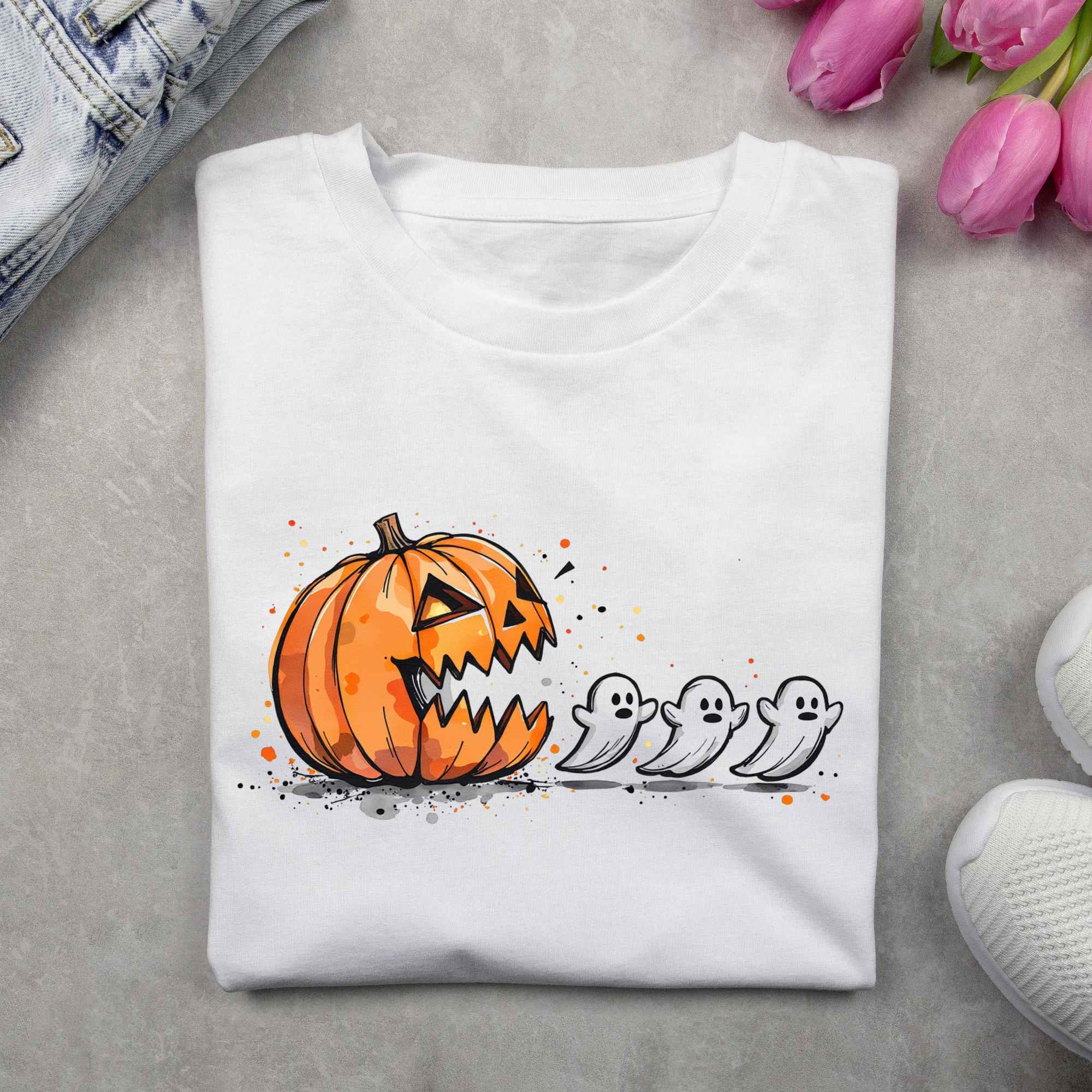 Pac Man Pumpkin T-Shirt – Halloween Statement Tee