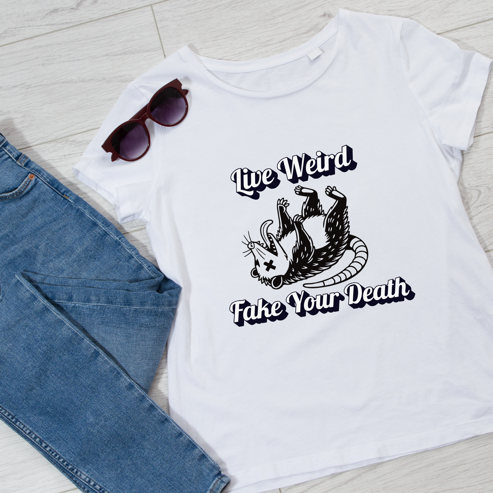 Live Weird and Fake Your Death T-Shirt – Bold Statement Tee