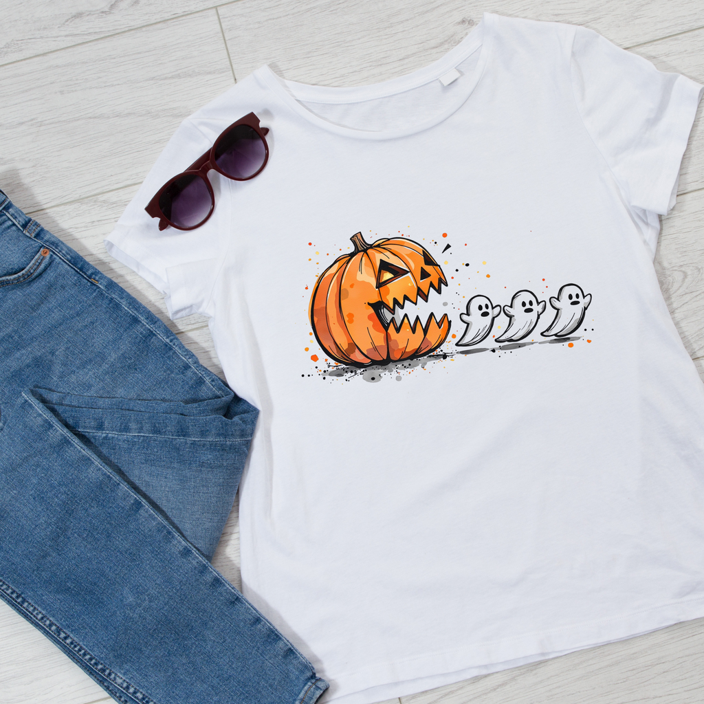 Pac Man Pumpkin T-Shirt – Halloween Statement Tee