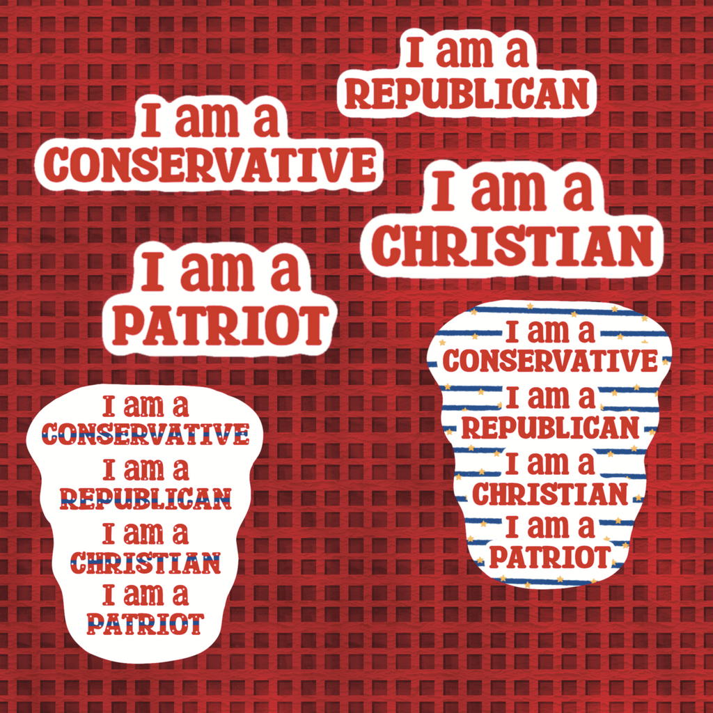 Republican, Conservative, Christian, Patriotic Stickers – Set of 12 Stickers