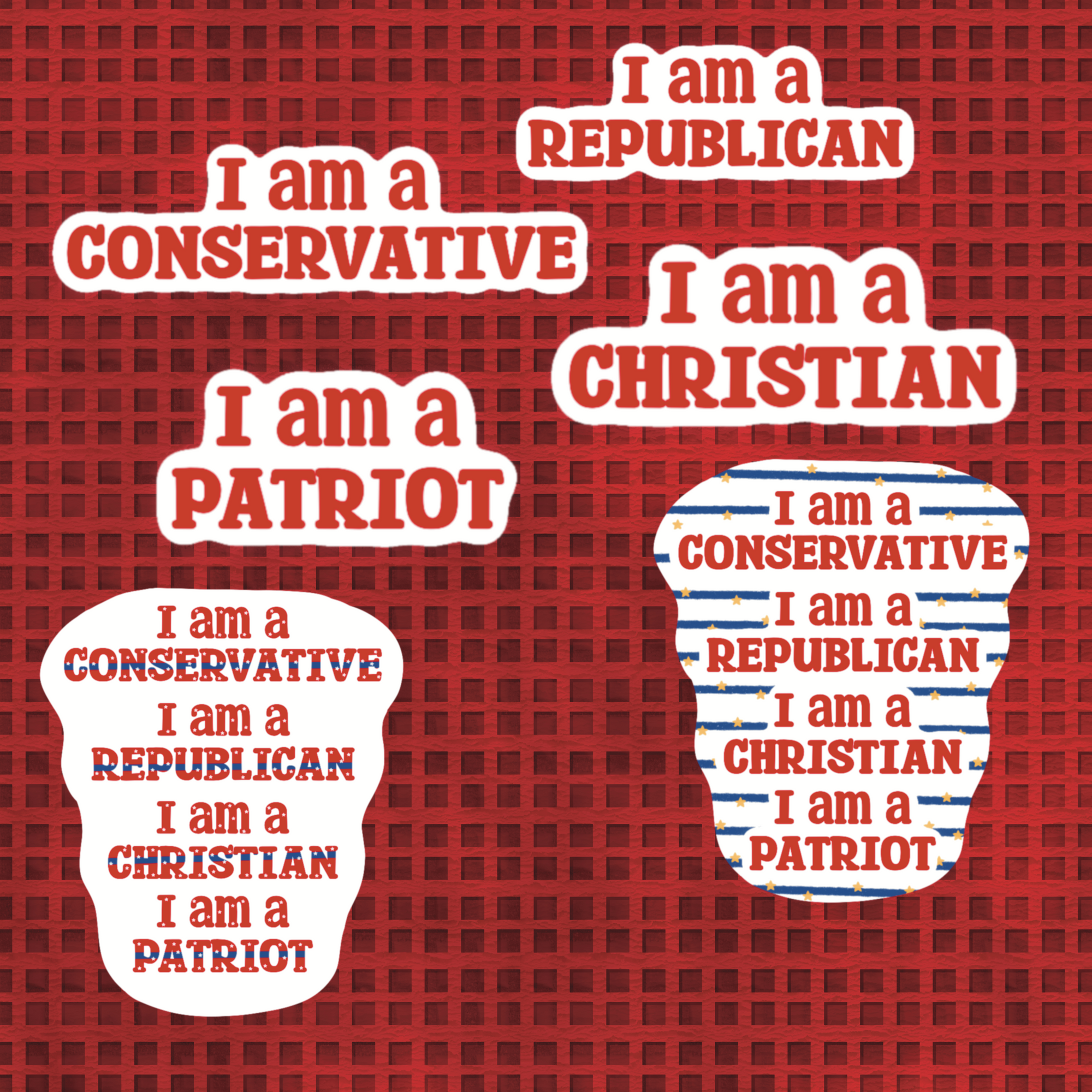 Republican, Conservative, Christian, Patriotic Stickers – Set of 12 Stickers