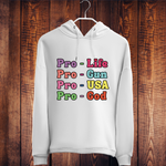 Pro-Life Pro-Gun Pro-USA Pro-God Conservative T-Shirt – Patriotic Statement Tee