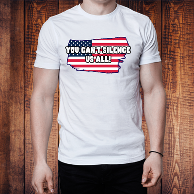 You Can’t Silence Us All Patriotic Sweatshirt – American Flag Graphic Pullover