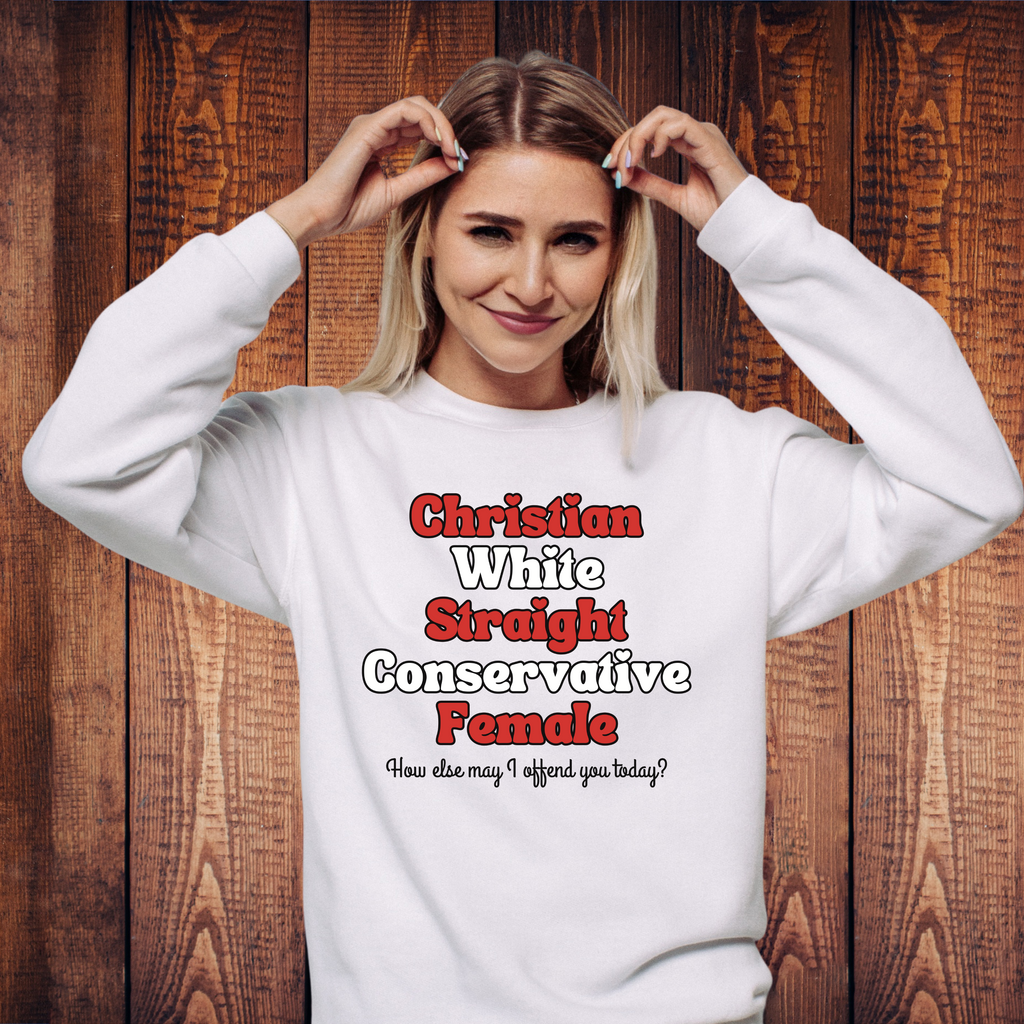Christian White Straight Conservative Female T-Shirt – Bold Identity Statement Tee