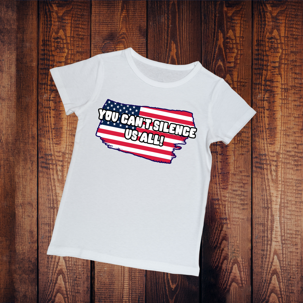 You Can’t Silence Us All Patriotic Sweatshirt – American Flag Graphic Pullover